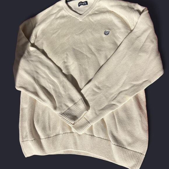 CHAPS 90s Unisex XXL V-Neck Ribbed Trim Jumper Stretch Pullover Cotton - Picture 2 of 7